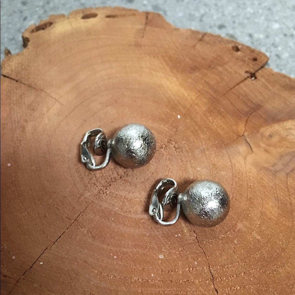 Vintage Silver Stud Clip-on Earrings